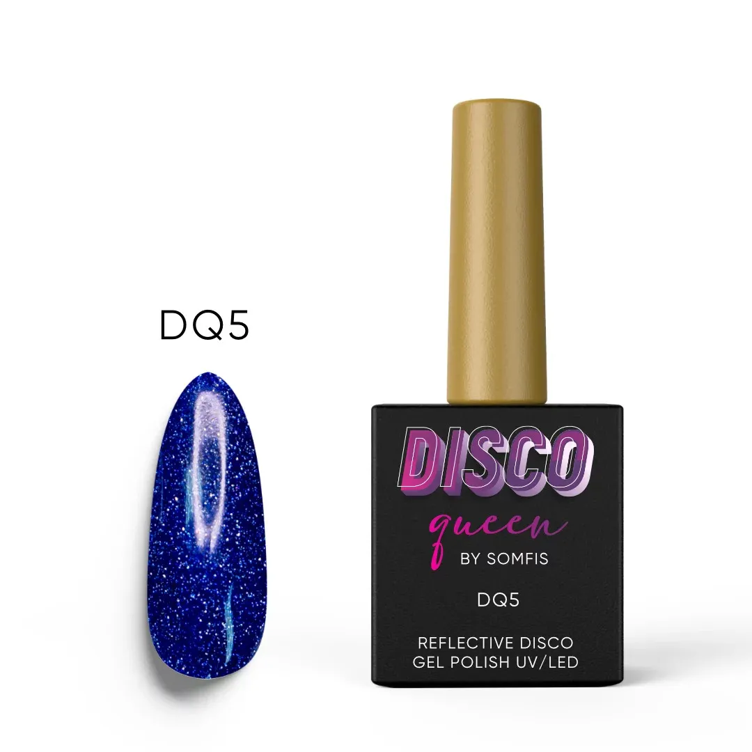 Trajni lak Somfis Disco Queen DQ5 varnish in blue glitter 9ml