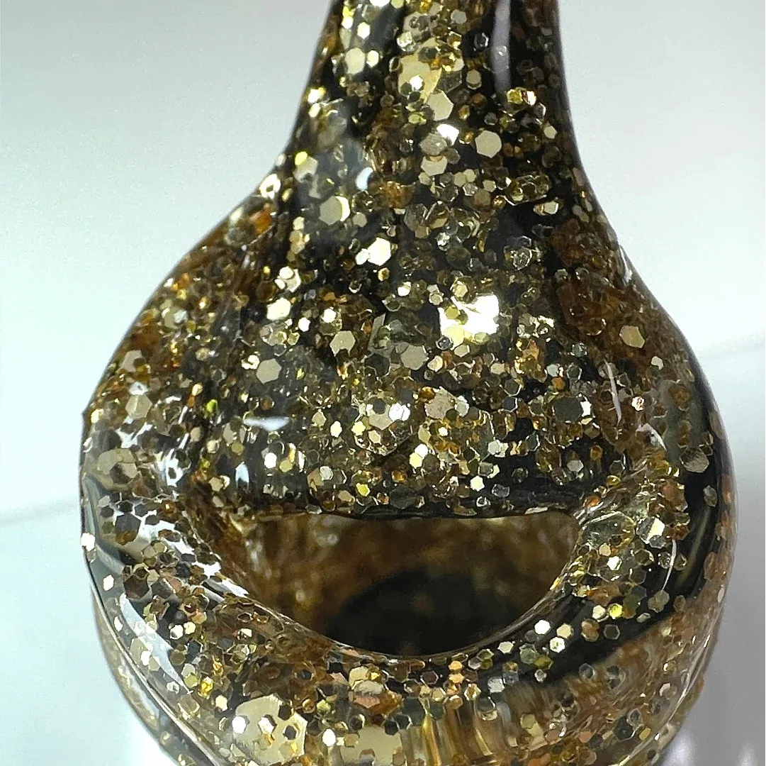 Trajni lak Somfis Glam ON GL07 u zlatnoj glitter nijansi s miješanim zrncima 9ml - picture 2