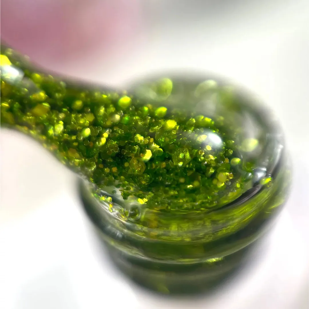 Trajni lak Somfis Glam ON GL02 lime/zeleni glitter s miješanim zrncima 9ml - picture 3